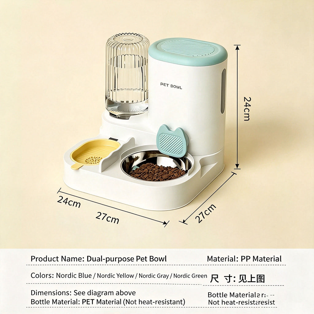 Automatic water dispenser with both dry and wet functions, pet cat bowl and dog food bowl