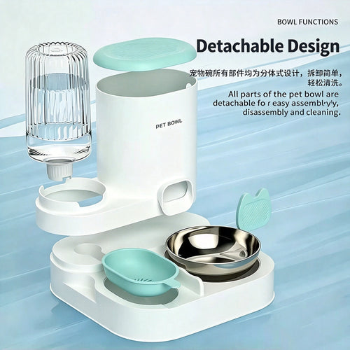 Automatic water dispenser with both dry and wet functions, pet cat bowl and dog food bowl