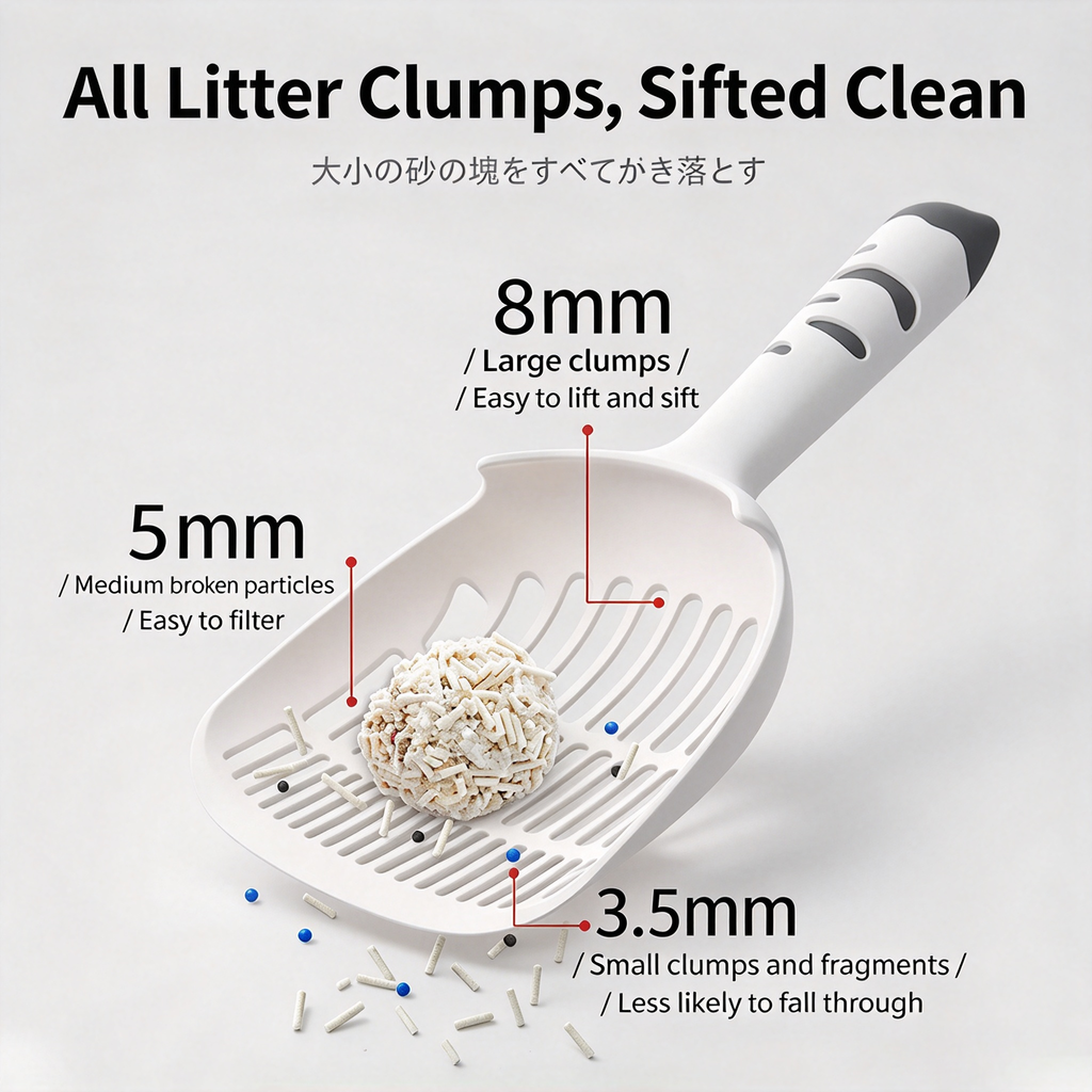 Cat litter scoop specialized for fine holes