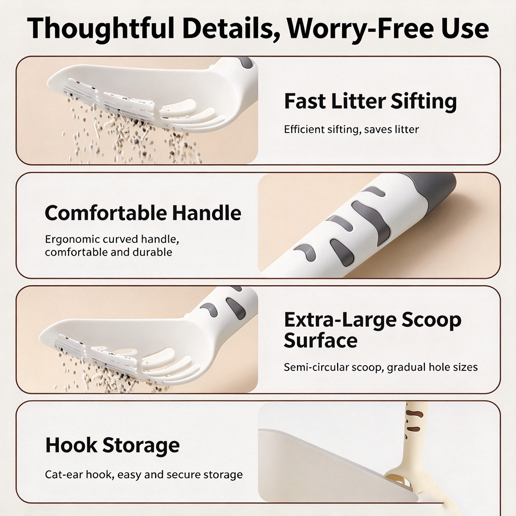 Cat litter scoop specialized for fine holes